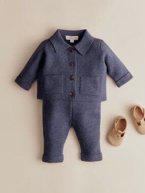 Petite Sezane Boris Knit Trousers Blue Size 3m